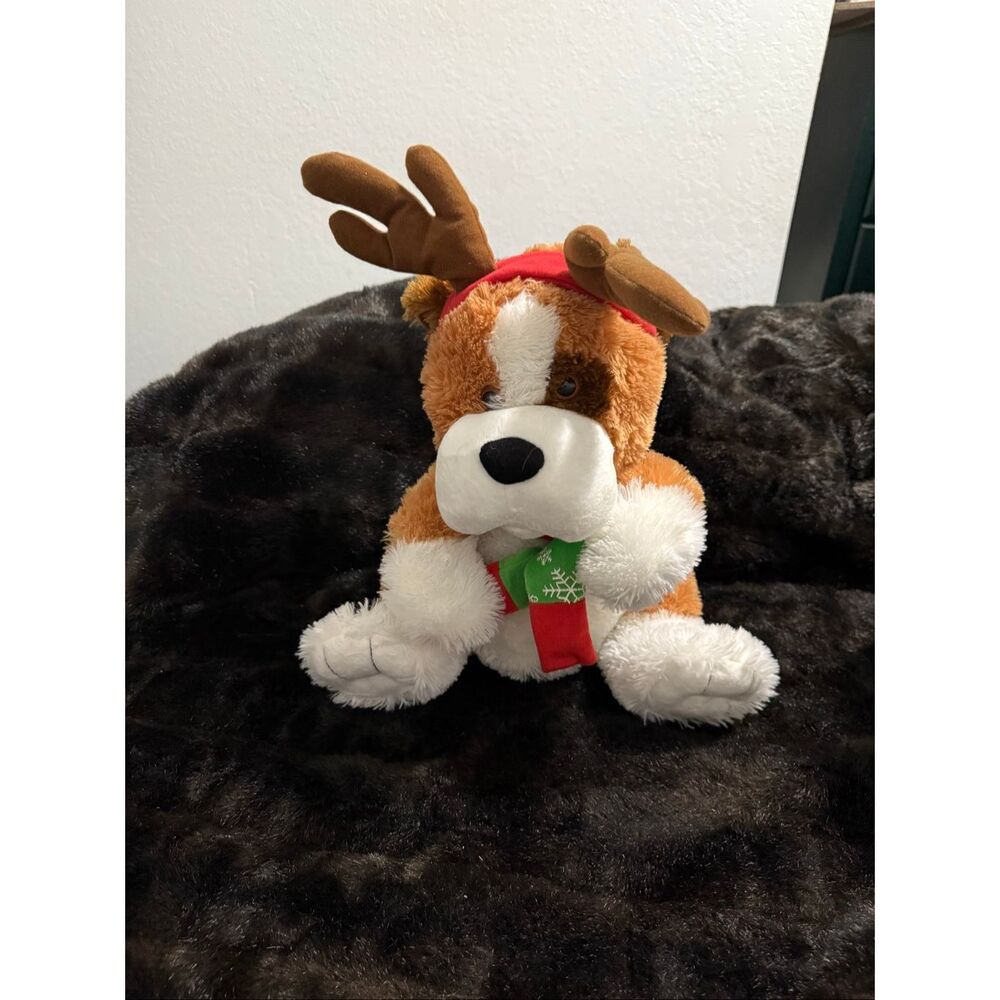 Sound N Light Animatronics Big Singing St. Bernard Dog 16"‎ Christmas